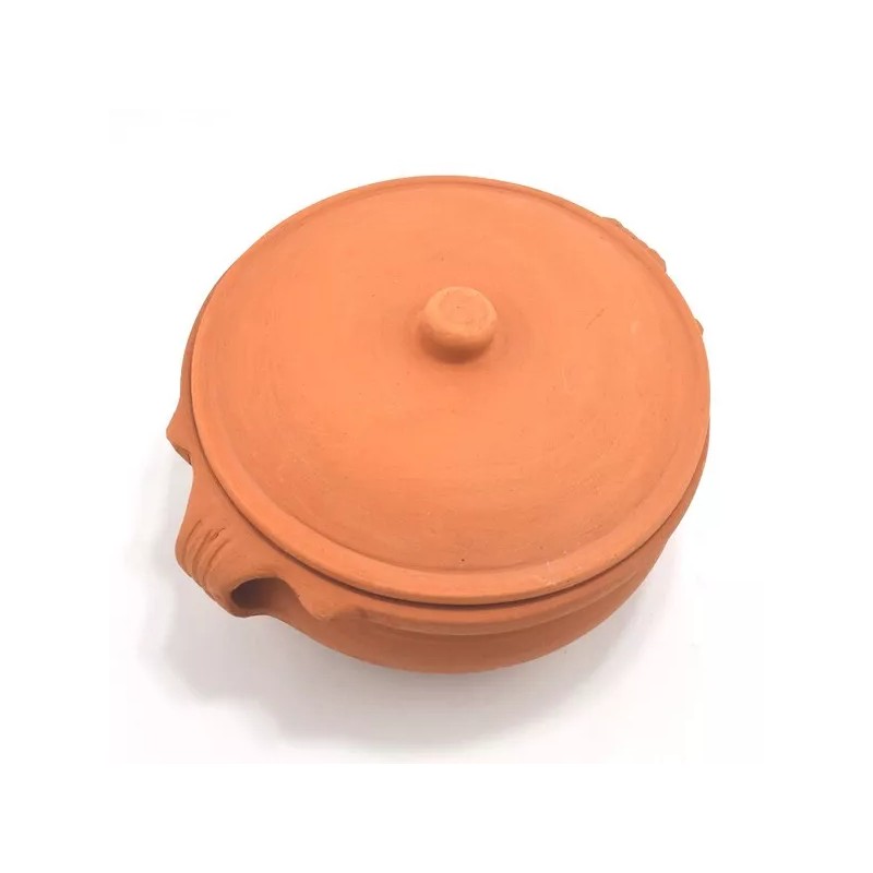 Ancient Cookware, Indian Clay Curry Pot, Medium, 8 Inch, 1.5
