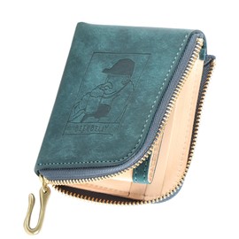 BEERBELLY Bi-fold Wallet, Small ROUND Wallet, Genuine Leather, For Uncle, Compact, Men's Gift, Petrolio (Pueblo)