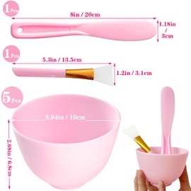 Bigwinyep 7Pcs Silicone Facial Mask Bowl DIY Face Mask Mixing Bowl for Home Salon Spa Face Skin Applicator Bowl, Pink
