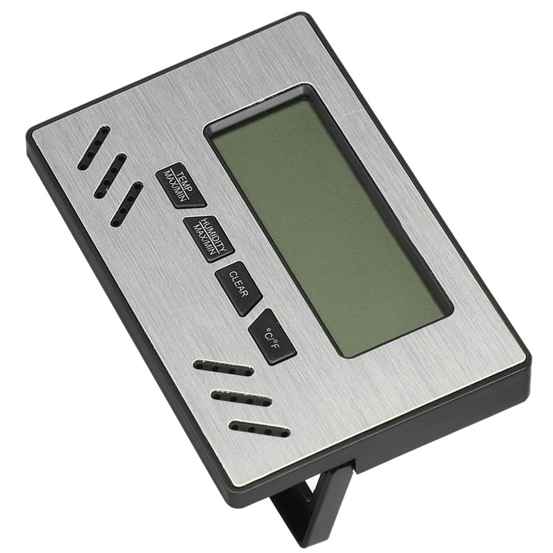 Indoor Cigar Hygrometer Thermometer DualDisplay Humidity Temperature Meter Device Tool(Silver