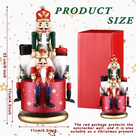 Libima 3 Pcs Nutcracker Soldier Music Box Wooden Clockwork Soldier Figures Wind up Musical Box with Round Base Nutcracker Christmas Decorations for Home Decor Festive Birthday Ornaments Red Green Blue