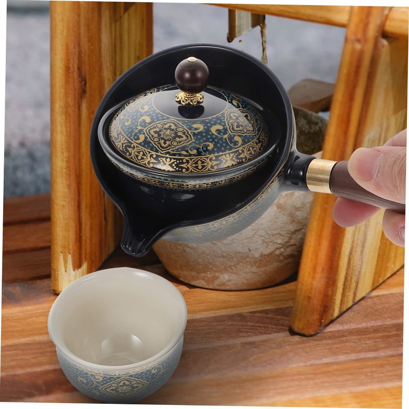 Ciieeo 1 Set Portable Ceramic Teapot Set with Side Handle