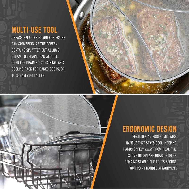 U.S. Kitchen Supply Set of 3 Stainless Steel Splatter Screen
