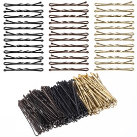 AOZUO 150 Pcs Bobby Pins Set,1.37 Inch Brown Blonde Black Small Bobby Pins Gold Mini Hair Pins Wavy Metal Hair Clip Hairpins for Women Gilr Kids Buns Long Straight Curly Hair All Hair Types (3.5cm)