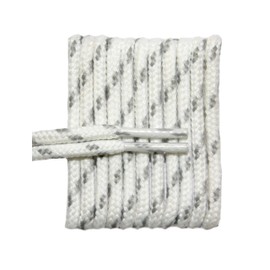 FeetPeople Round Shoe Laces 1 Pair, White with Grey Chip, 45 Inch Length