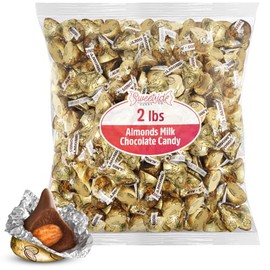 Almond Kisses, 2lb Pack of Chocolate Kisses Bulk, Ideal Gold Chocolate for Parties, Events or Stocking Up on Your Favorite Chocolates, Perfect Gold Wrapped Candy for Sharing and snacking