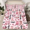 Western Cowgirl Fitted Sheet Set with 2 Pillowcase,Princess Bowknot Kawaii