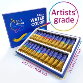 Watercolor Paint Set in Tubes 15 ml/ 0.5 oz, 24 Colors by ArtWhale â Professional Quality Paint Set for Beginners, Artists, Students