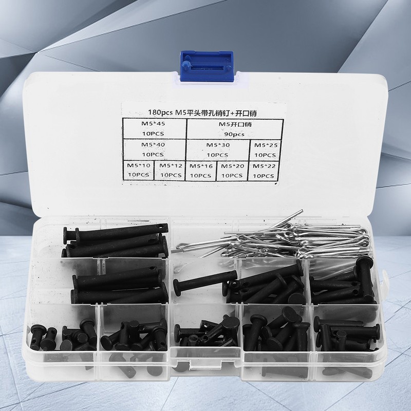 90Pcs Flat Head Dowel Pins 90Pcs M5 Cotter Pins with