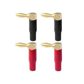 ALLVD Banana Plug L Shape 4pcs 24k Plated Audio Connector Speaker Terminal Connection Speaker Terminal Cable Connector Gold Screw Insulation Sleeve