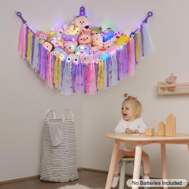 Ellaseek Toy Hammock Soft Cuddly Toys Storage for Stuffed Animals Corner Hanging Net Soft Plushies Macrame Organiser for Girls Bedroom Accessories Kids Room Nursery Decor