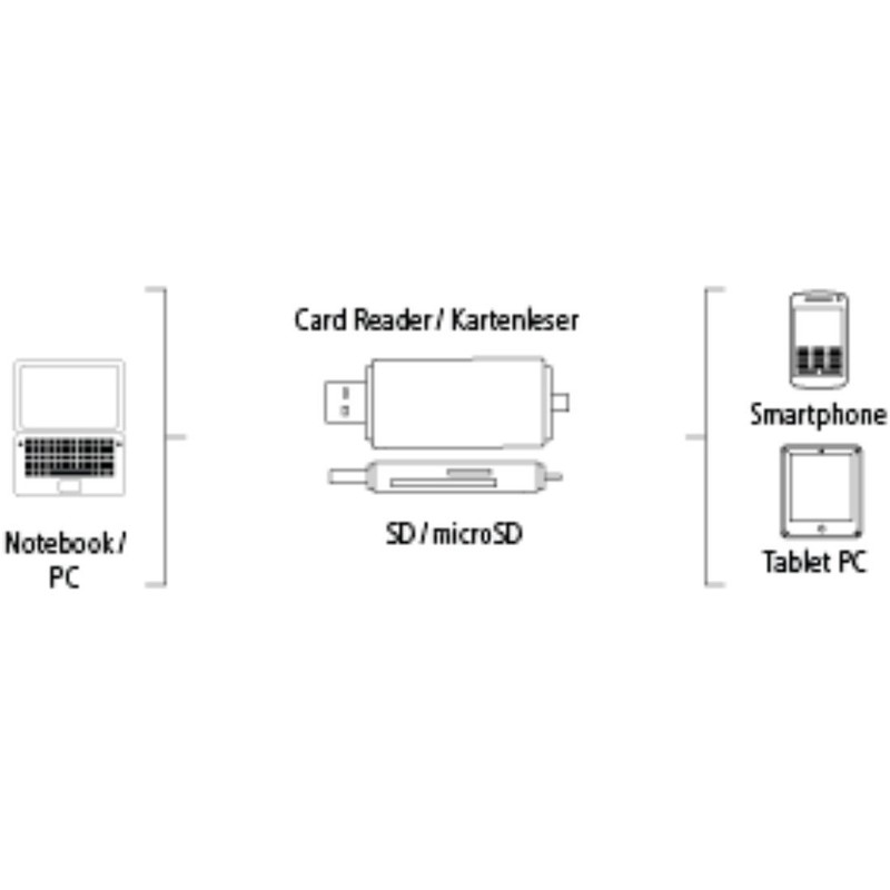 Hama 2-in-1 Card Reader (Card Reader for Standard USB 2.0,