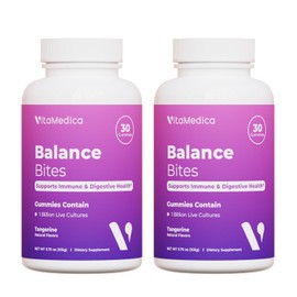 VitaMedica Balance Bites - Probiotic Gummies for Digestive Support, Immune & Gut Health - 1 Billion CFU No Refrigeration Required - 60 Gummies (2 Pack)