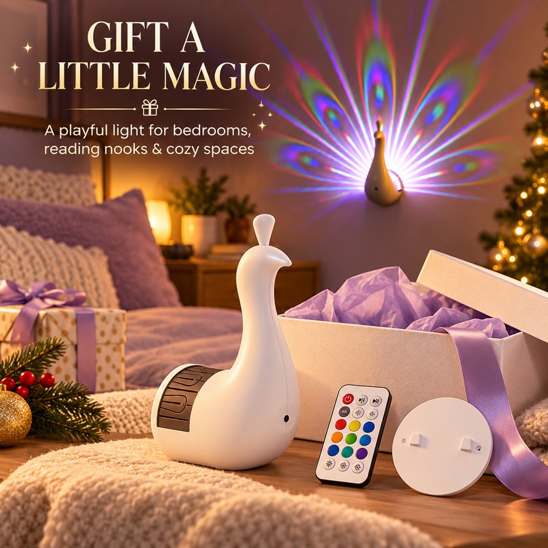 Peacock Projector Night Light for Bedroom – 9-Mode Remote Control