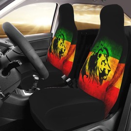 Teery-YY Jamaican Lion Flag Pattern Car Seat Covers 2 Pcs Front Seat Protector Cover Cushion Auto Decor Universal Fit Most Vehicle, Car, SUV Sedan & Truck
