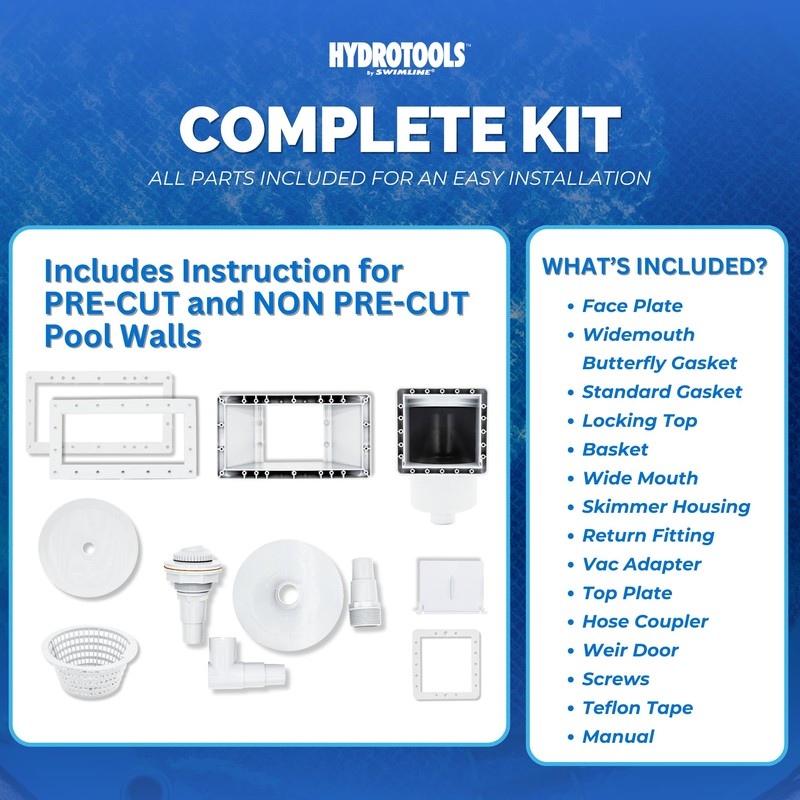 SWIMLINE HYDROTOOLS Standard Thru-Wall Above Ground Pool Skimmer Kit With