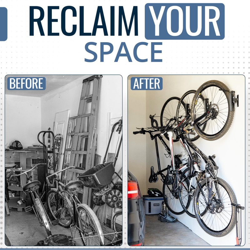 StoreYourBoard 4-Bike Swivel Rack – Wall Mounted Garage Bike Storage,