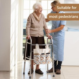 Walker Bag,Handy Walker Basket for Folding Walker with Cup Holder for Seniors,Walker Accessories Storage Bag Organizer Universal Fit for Folding Walker,Wheelchairs,Strollers,Scooters, Rollator Walkers