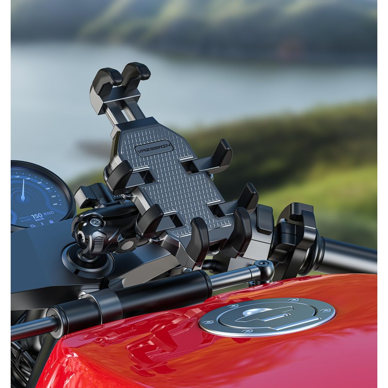 VAZESWIN Motorcycle Fork Stem Phone Mount [Vibration Dampener] Anti-Shake Motorcycle