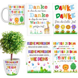8Pcs Aufkleber für den Blumentopf Danke Dass Erzieherin Lehrerin Danke Sticker,Dankesworte,Kindergarten Abschiedsgeschenk,Erzieherin Geschenk für Fenster und Glastüren
