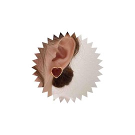 Yheakne Boho Enamel Heart Earrings Red Heart Stud Earrings Vintage Acrylic Heart Love Earrings Red Heart Shaped Earrings Jewellery for Women and Girls, Zinc, No Gemstone