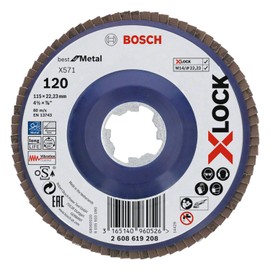 Bosch Professional Straight Flap Disc Best (for Metal, X-LOCK, X571, Diameter 115 mm, Grit Size K120, Bore Diameter 22.23 mm)