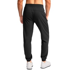 Soothfeel Men's Joggers with Zipper Pockets Golf Joggers Lightweight Sweatpants Athletic Workout Pants for Men Track 30" (Black, L)