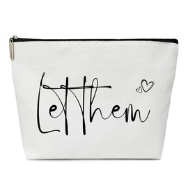 Let Them Make up Bags with Zipper Waterproof Cosmetic Pouch Toiletry Bags Depression Relief Items Travel Organizer for Motivational Positive Encouragement Gifts for Women Coworkers Friends YT0069