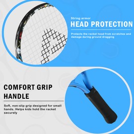 Kids Tennis Racket for Girls & Boys - 19 inch Youth Tennis Racket, Includes 420D Nylon Shoulder Strap Bag (Graffiti Blue)
