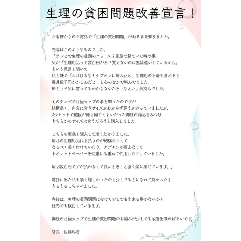 月経カップ 生理用品 月経 経血 【初めての人 出入れ楽 大小2個セット】風呂スポーツOK 日本企業