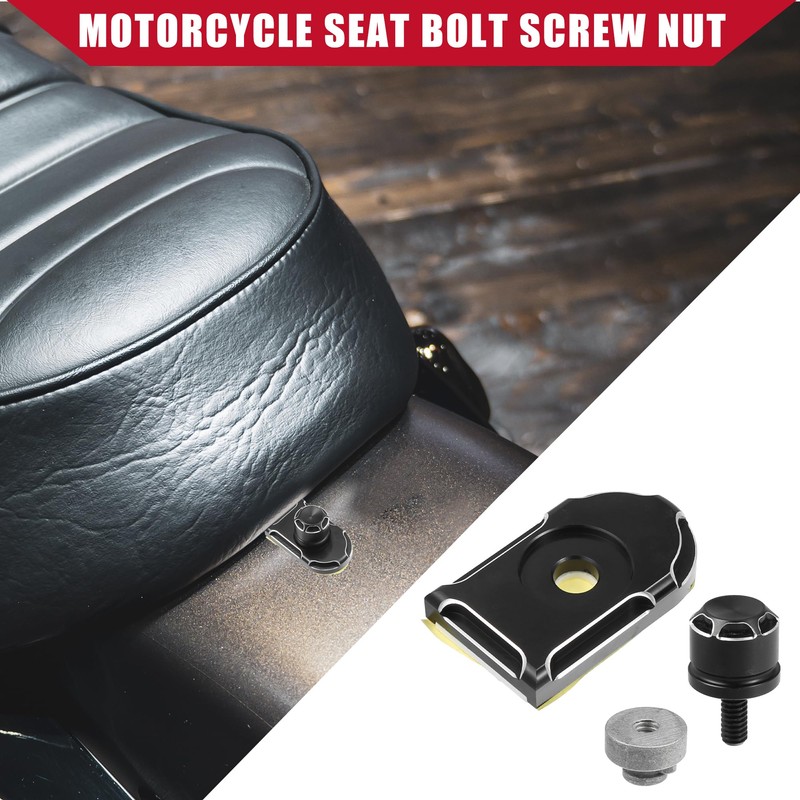 A ABSOPRO Motorcycle Seat Bolt with Cover Nut for Harley