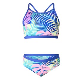 Lands' End Girls' Swimwear UPF 50 Bikini Top and Bottom Swim Set, Blue