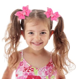 Sparkling Mouse Ears Bow Clips for Baby Girls – Set of 2 with Glitter Bows & Adorable Mouse Ears – Perfect for Girls' Birthdays, Back to School, Theme Parks & Parties (Rose Red)