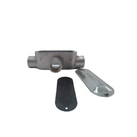 COREX 1" T Format Threaded Rigid Conduit Body with Steel Cover and Neoprene Gasket - Malleable Iron - 1-Pack