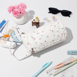 OZAOZ Large Pencil Case Pouch School Supplies Aesthetic Stationery Pen Bag for Girls Kids (D Cherry)