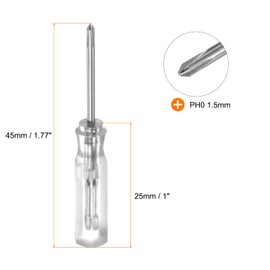 sourcing map 8Pcs PH0 Mini Phillips Screwdriver 1.5mm Magnetic Cross Head 45mm Length for Small Appliances Repairs, Transparent