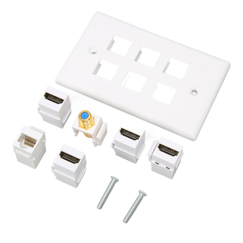 Wall Plate 6 Ports HD Multimedia Interface CAT6 TV F