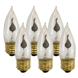 Royal Designs, Inc LB-8001-6 LB-8001-6 Royal Designs Flicker Style Incandescent Light Bulbs, E26 Candelabra Brass Base, 130V, 25 Watts, Set of 6, 6 Count (Pack of 1), Clear, 6 Piece