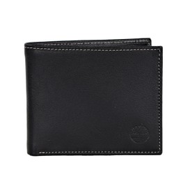 Timberland Leather Wallet - Men's Wallet with Attached Flip Pocket - Black