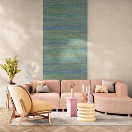 CONCORD WALLCOVERINGS ™ Modern Textured Wallpaper – Natural Vinyl Grasscloth Accent Wall, Green Blue Brown Design, Durable and Sustainable, 27" x33 ft (74 sq. ft), Model 91917