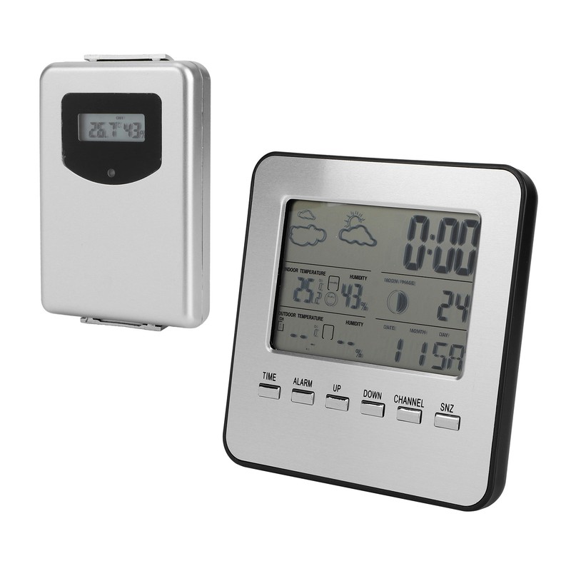 Thermometer Hygrometer with Weather Report Alarm Clock Wireless Temperature Humidity