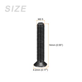 METALLIXITY Phillips Flat Head Screws (M2.5 x 14mm) 150Pcs, Carbon Steel Machine Screws - for Glasses Watch and Other Small Electronics, Black