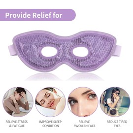 NEWGO Cooling Eye Mask, Visible Eye Mask, Extra Large Hot and Cold Eye Mask, Gel Eye Mask, Hot Plush Eye Mask, Reusable - Blue