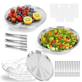 PEDOBALI 3 Set 11.8 Inch Chilled Serving Tray with Compartments Party Ice Chilled Fruit Platter Charcuterie Serving Platter Seafood Dip Cold Dish for Parties Family Gatherings, Cookout