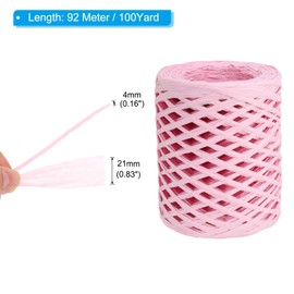 PATIKIL Raffia Ribbon 100 Yard, 1 Roll Natural Packing Paper Twine String for Crochet Box Wrapping Craft Holiday Decor, Pink