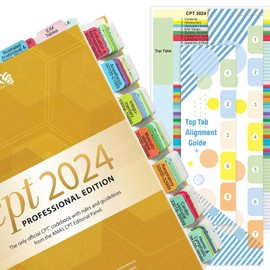 Improved Index Tabs for CPT 2024 Professional Edition, Color-Coded & Laminated CPT Tabs, 90 Printed Tabs with Blank Ones, Alignment Guide and Page Numbers Sheet Included, Tear-Resistant & Waterproof