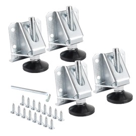 POWERTEC Furniture Leg Levelers 4PK, Adjustable Heavy Duty Leveling Feet with Screws, Lock Nuts and Non-Marring Pads, for Cabinets/Tables/Work Bench/Shelves (71136V)