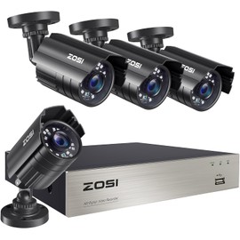 ZOSI 8CH 3K Lite Home Security Camera System Outdoor Indoor,AI Human/Vehicle Detection,Night Vision,H.265+ 8 Channel 5MP Lite Video DVR with 4pcs 1920TVL 1080P Weatherproof CCTV Cameras,(NO HDD)