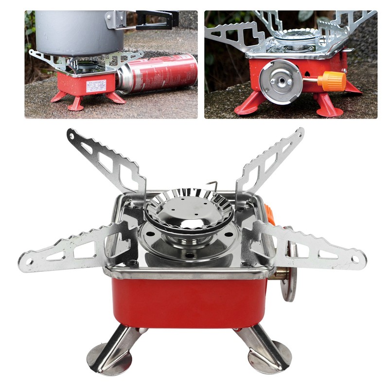 Mini Square Camping Stove Compact Folding Wind Proof Outdoor Backpacking