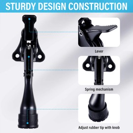 Moxweyeni 6 Pieces Heavy Duty Door Stops for Bottom of Door Metal Kickdown Doorstop with Adjustable Rubber Tips Spring Replacements Doorstop (Black)